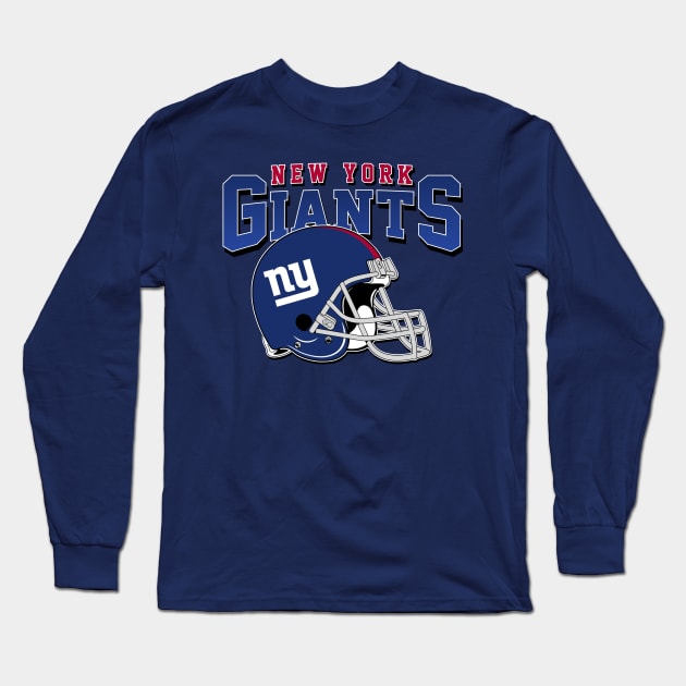 New York Giants Football Helmet Long Sleeve T-Shirt by Cika Ciki